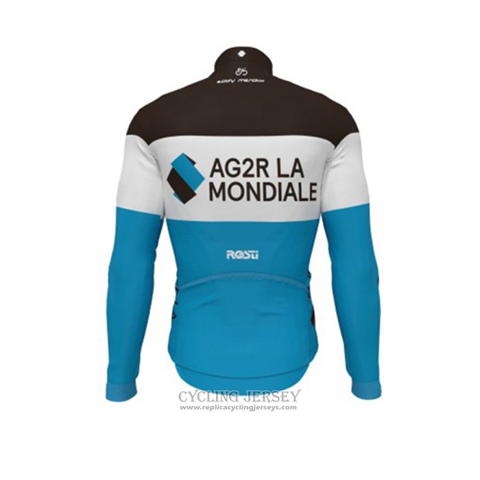 2019 Cycling Jersey Ag2r La Mondiale Black White Blue Long Sleeve And Bib Tight